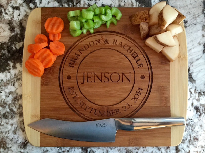 Corporate Gift Item - 11x14 Two Tone Bamboo Cutting Board (Rounded Edge)