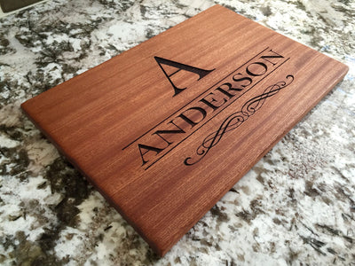 Personalized Beautiful Large Mahogany Cutting Board - 11 Designs - Qualtry