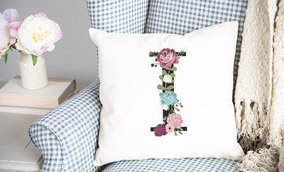 Floral Alphabet Throw Pillow Covers (Non-Personalized)