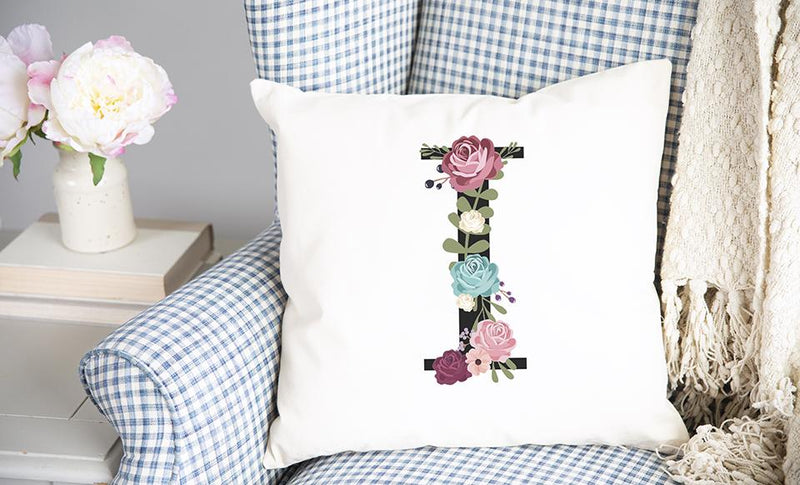 Corporate | Floral Alphabet Throw Pillow Covers (Non-Personalized)