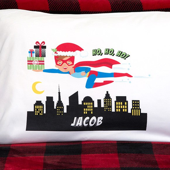 Personalized Christmas Boy Superhero Pillowcases