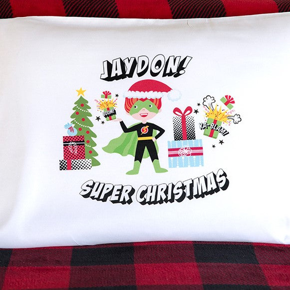 Personalized Christmas Boy Superhero Pillowcases