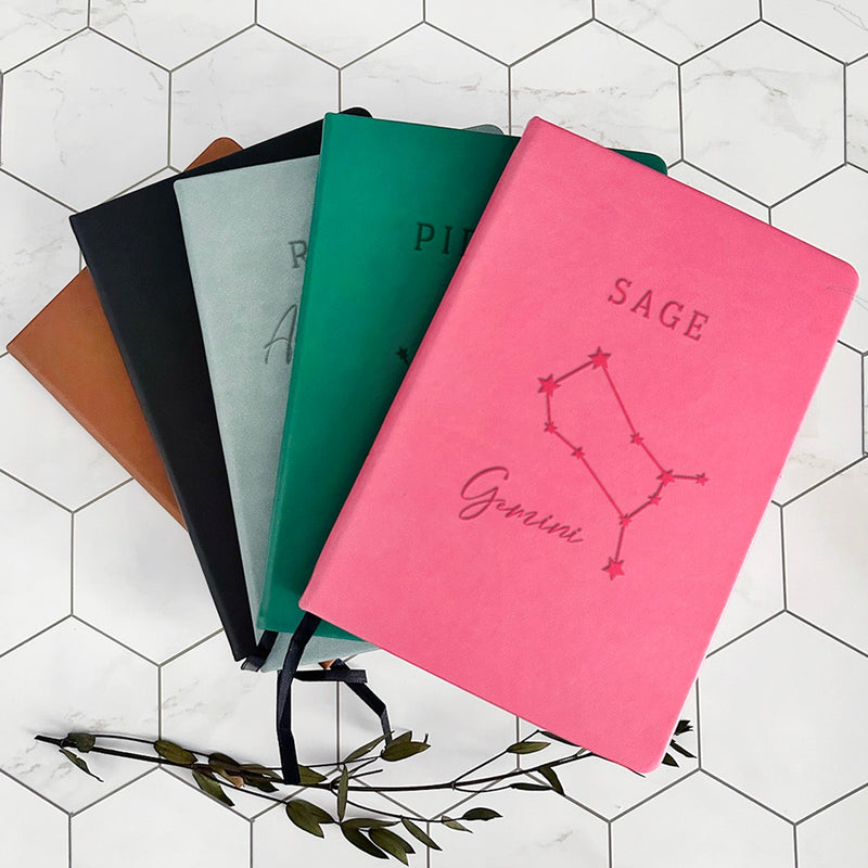Personalized Leather Dot Journals - Zodiac