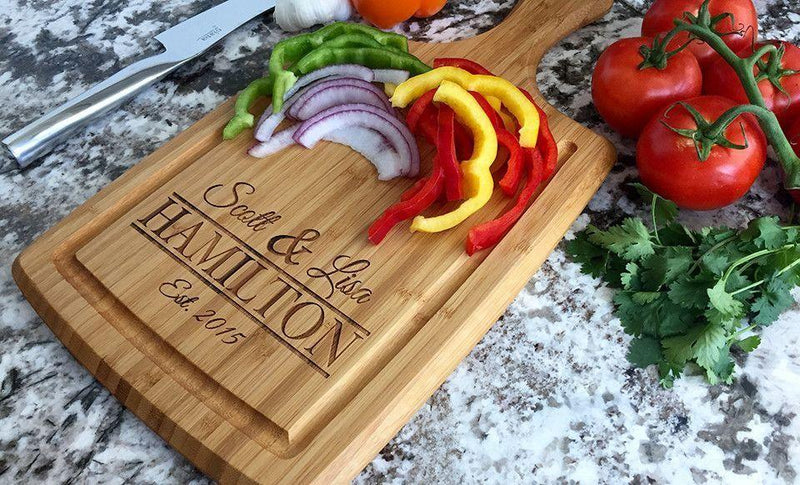 Personalized Large Handled Cutting board with Juice Grooves - Qualtry Personalized Gifts