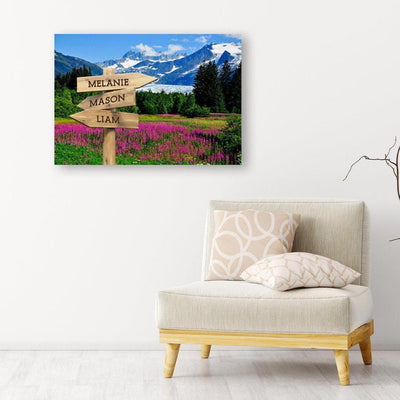 Personalized Mountain Meadow Canvas Print with Family Names (Multiple Sizes)