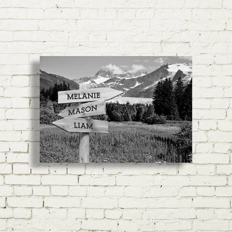 Personalized Mountain Meadow Canvas Print with Family Names (Multiple Sizes)