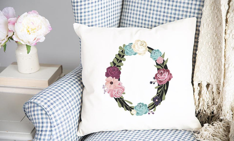 Floral Alphabet Throw Pillow Covers (Non-Personalized)
