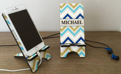 Personalized Cell Phone Stands - Chevron Pattern