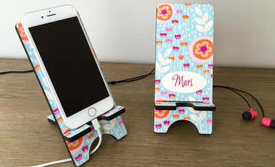 Personalized Cell Phone Stands - Flowers Pattern - Qualtry