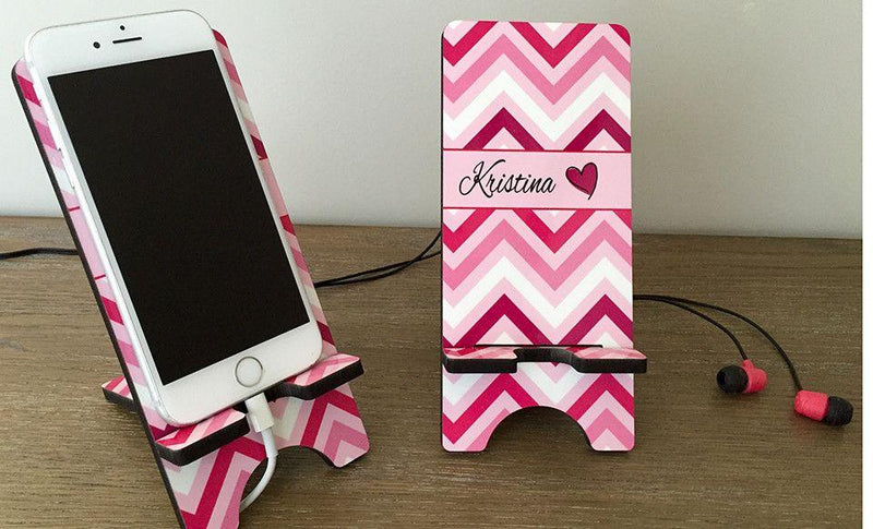 Personalized Cell Phone Stands - Chevron Pattern