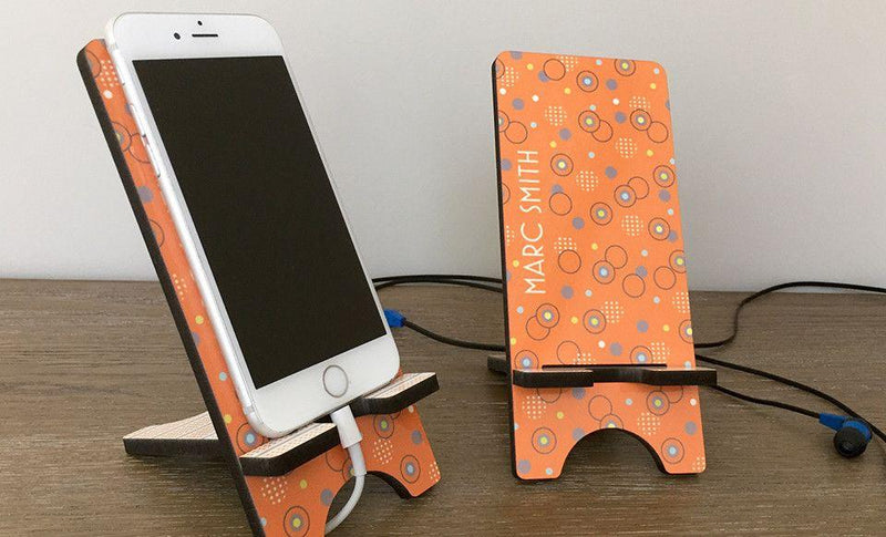 Personalized Cell Phone Stands - Aqua Pattern