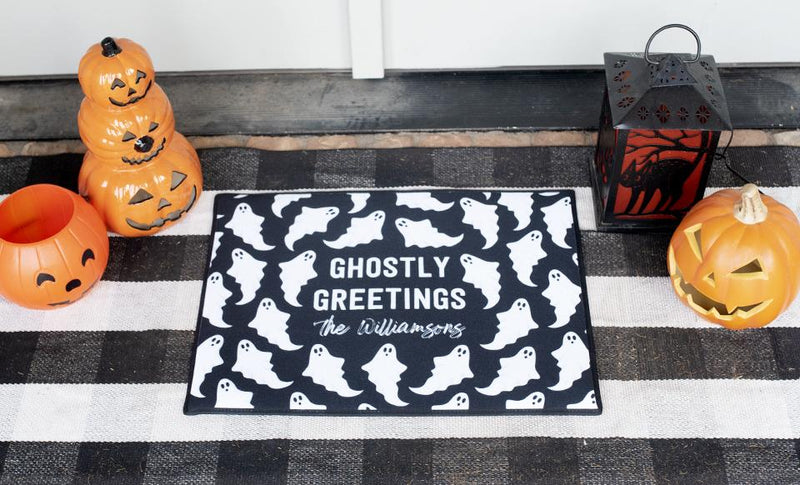 Personalized Ghostly Greetings Halloween Door Mats