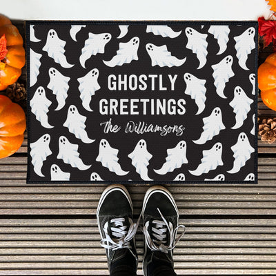 Personalized Ghostly Greetings Halloween Door Mats