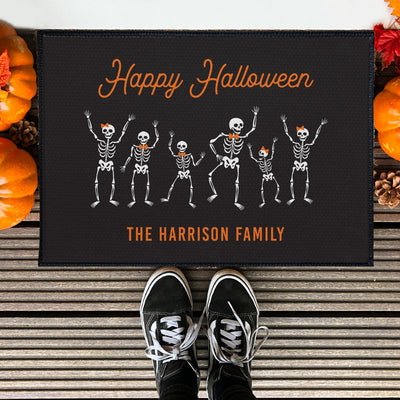 Personalized Happy Halloween Skeleton Door Mats