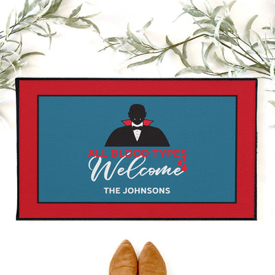 Personalized All Blood Types Welcome Halloween Door Mats