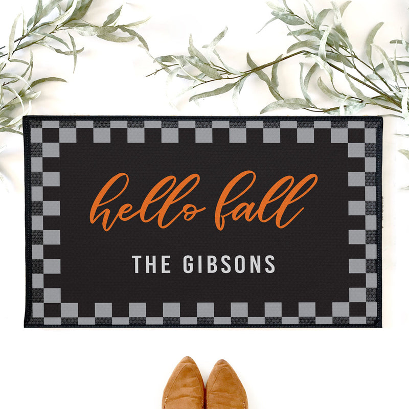 Personalized Hello Fall Autumn Door Mats