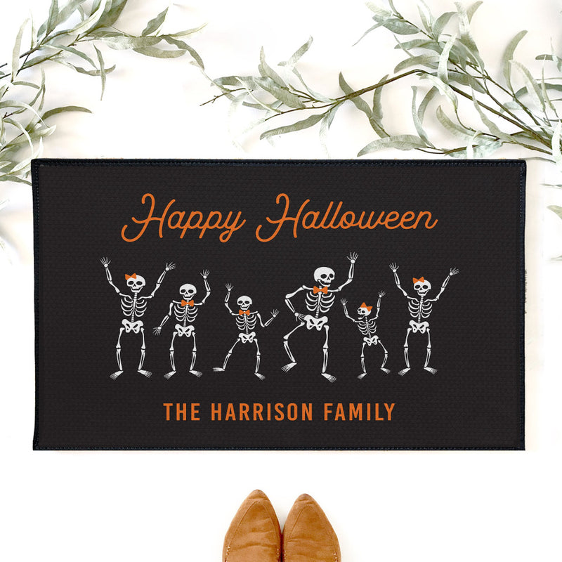 Personalized Happy Halloween Skeleton Door Mats