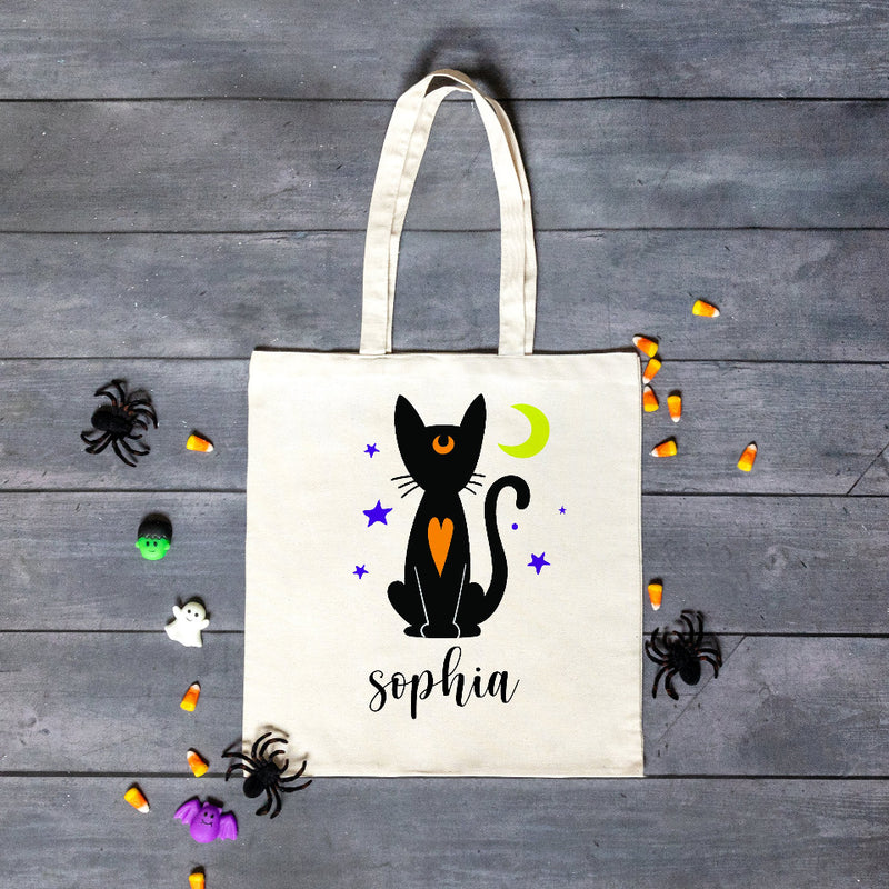 Personalized Halloween Cat Tote Bag