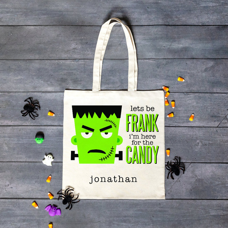 Personalized Frankenstein Candy Halloween Tote Bag