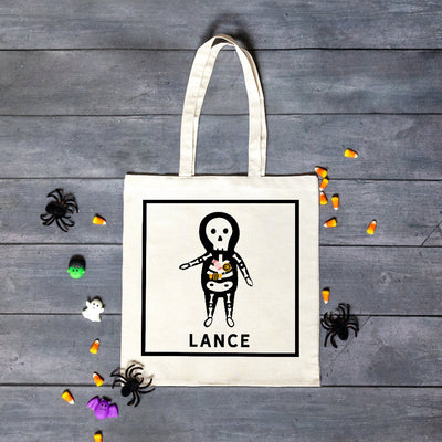 Personalized Skeleton Halloween Tote Bag