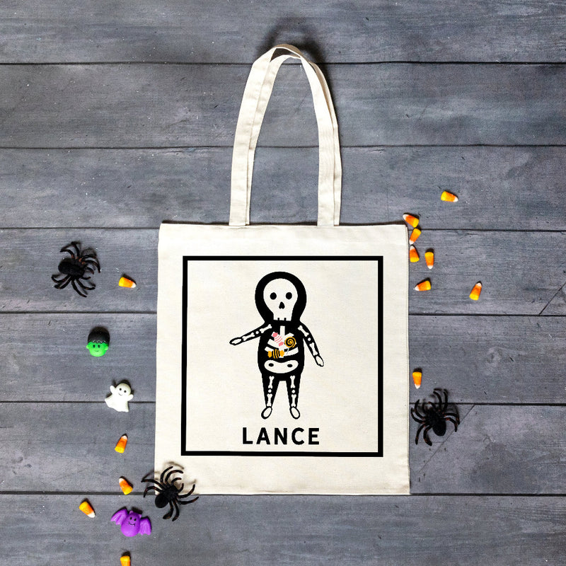 Personalized Skeleton Halloween Tote Bag