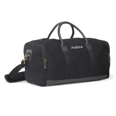 Personalized Duffle Bag - Gym Bag - Leather - Travel Bag - Black - JDS