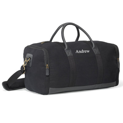 Personalized Heavy Canvas Weekender Duffle Bags - Black - JDS