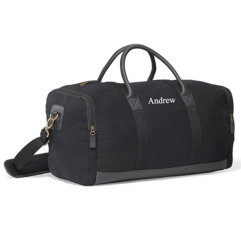 Personalized Heavy Canvas Weekender Duffle Bags - Black - JDS