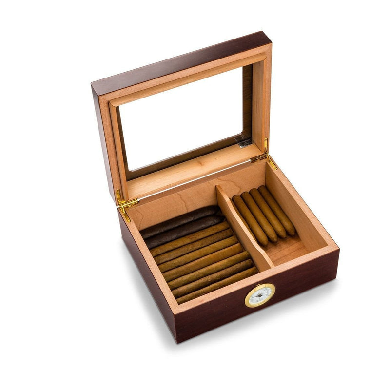 Personalized Humidor - Glass Top - Mahogany - - JDS