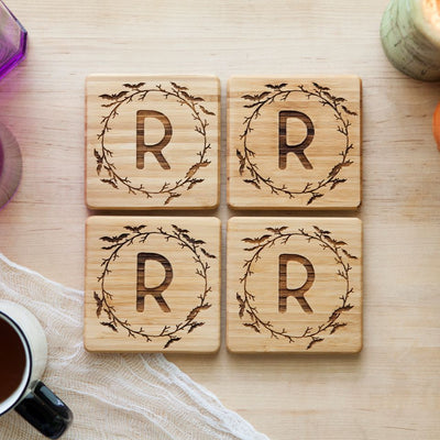 Personalized Halloween Bamboo Coasters - Set of 4