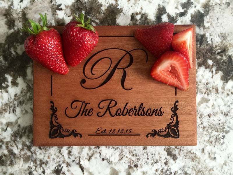 Personalized Beautiful 6 x 8 Mahogany Cutting Board - 11 Designs! - Qualtry