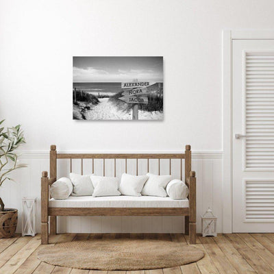 Personalized Sandy Beach Canvas Print with Family Names (Multiple Sizes)