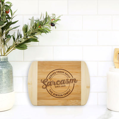 Personalized Funny, Sarcastic 6x8 Rounded Edge Bamboo Cutting Board