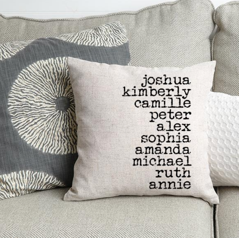 Personalized Family Names Throw Pillow Cover - Classic