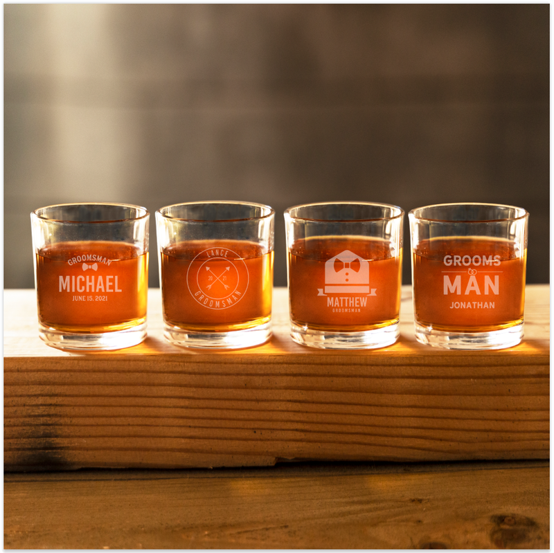 Personalized Groomsmen Lowball Glasses-5 Glasses
