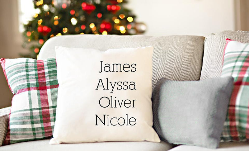 Personalized Family Names Throw Pillow Cover - Serif