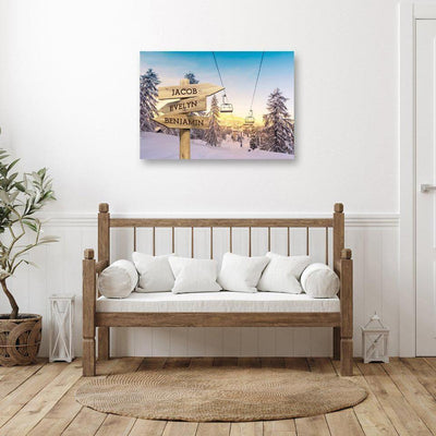 Personalized Ski Lift Canvas Print with Family Names (Multiple Sizes)