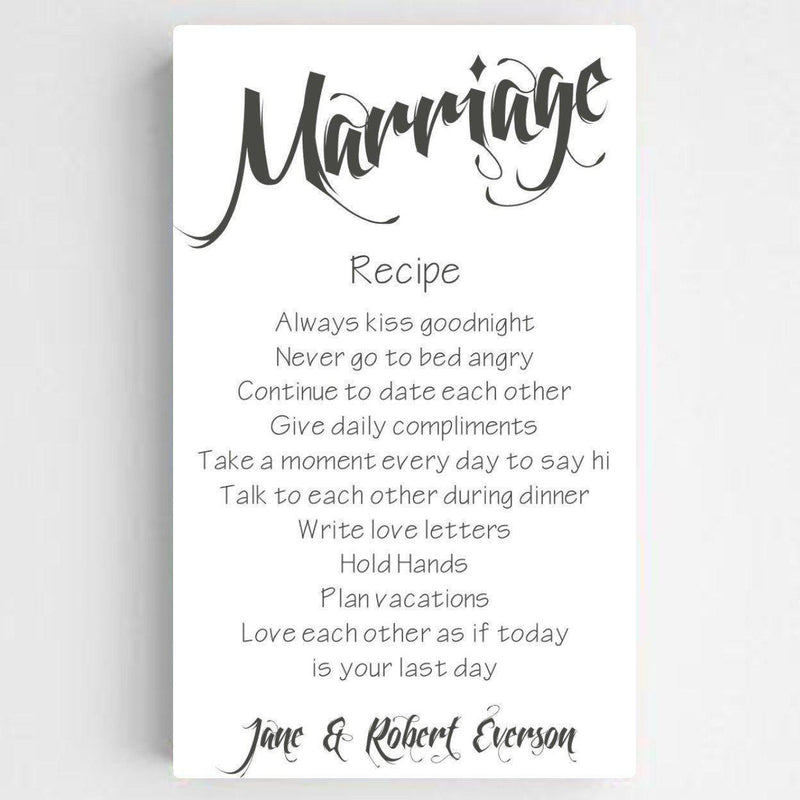 Personalized Marriage Recipe Canvas Print - SolidWhite - JDS