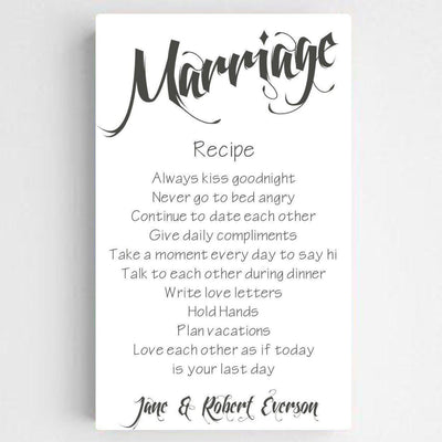 Personalized Marriage Recipe Canvas Print (14x24)