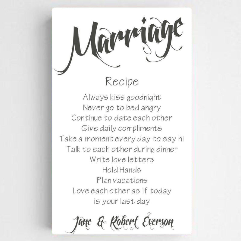 Personalized Marriage Recipe Canvas Print (14x24)