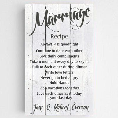 Personalized Marriage Recipe Canvas Print - WhiteWood - JDS
