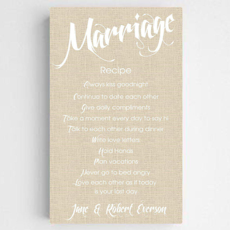 Personalized Marriage Recipe Canvas Print - ChicLinenFinish - JDS