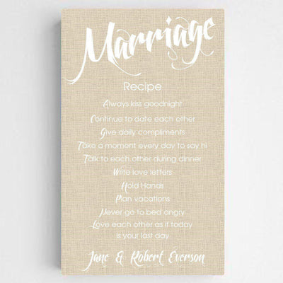 Personalized Marriage Recipe Canvas Print (14x24)