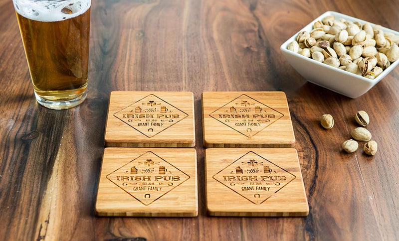 Personalized St. Patrick’s Day Bamboo Coasters – Set of Four