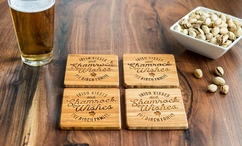 Personalized St. Patrick’s Day Bamboo Coasters – Set of Four