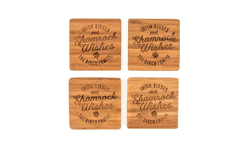 Personalized St. Patrick’s Day Bamboo Coasters – Set of Four
