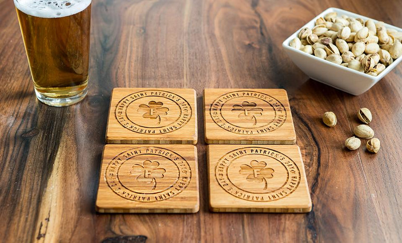 Personalized St. Patrick’s Day Bamboo Coasters – Set of Four