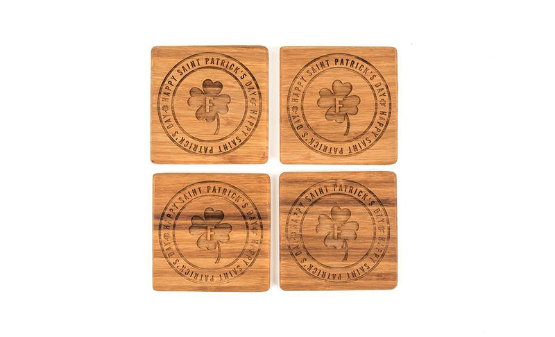 Personalized St. Patrick’s Day Bamboo Coasters – Set of Four