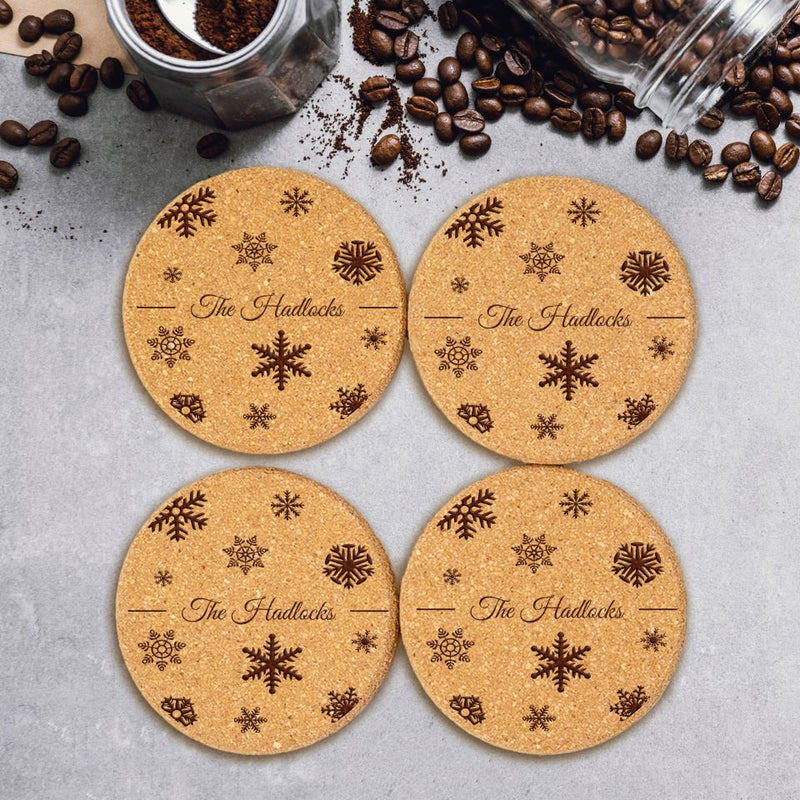 Personalized Christmas Cork Coasters