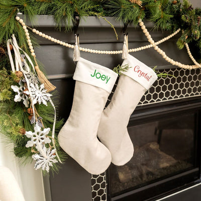 Personalized Embroidered Cotton Stockings with Tassel